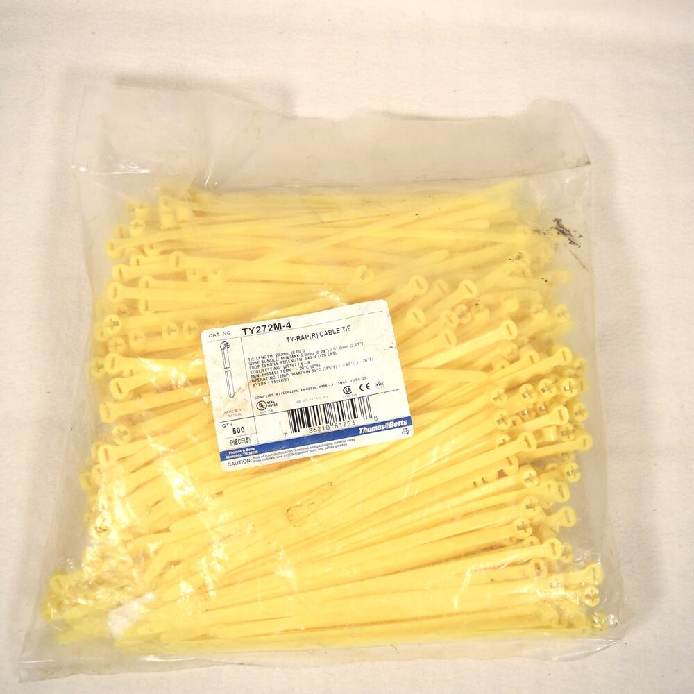 Cable Ties 8" Yellow Thomas & Batts Partial Bag of 450+  TY272M-4 Heavy Duty